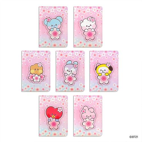 BT21 LEATHER PATCH CARD CASE CHERRY BLOSSOM - Shopping Around the World with Goodsnjoy