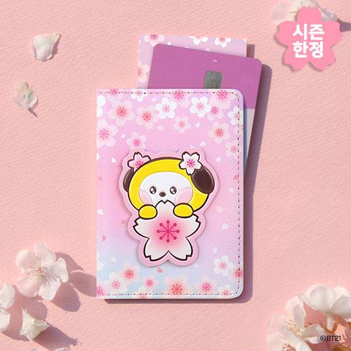 BT21 LEATHER PATCH CARD CASE CHERRY BLOSSOM - Shopping Around the World with Goodsnjoy