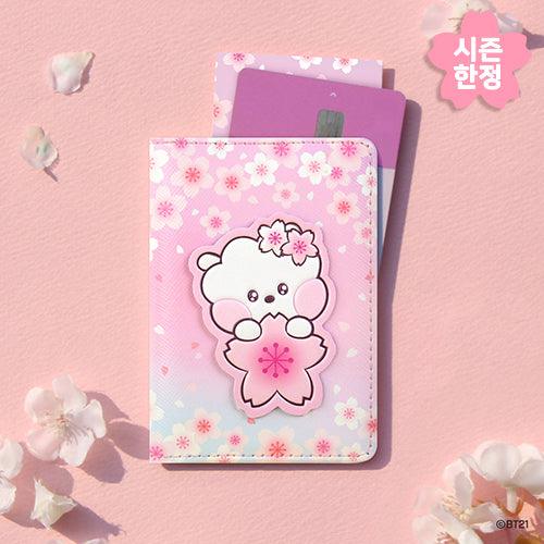 BT21 LEATHER PATCH CARD CASE CHERRY BLOSSOM - Shopping Around the World with Goodsnjoy