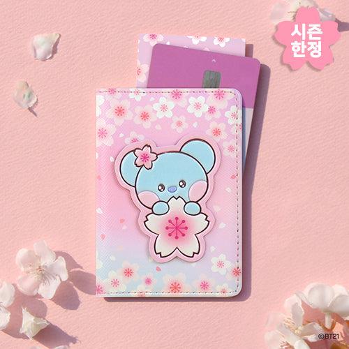 BT21 LEATHER PATCH CARD CASE CHERRY BLOSSOM - Shopping Around the World with Goodsnjoy