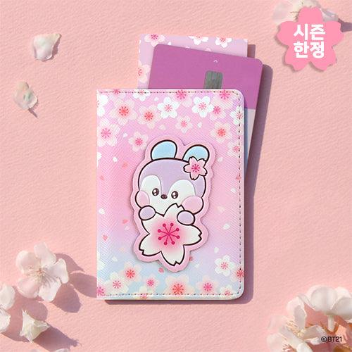 BT21 LEATHER PATCH CARD CASE CHERRY BLOSSOM - Shopping Around the World with Goodsnjoy