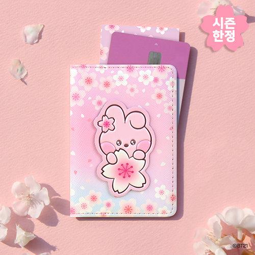 BT21 LEATHER PATCH CARD CASE CHERRY BLOSSOM - Shopping Around the World with Goodsnjoy