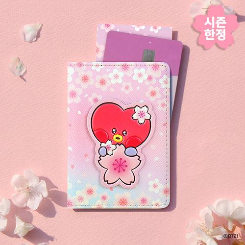 BT21 LEATHER PATCH CARD CASE CHERRY BLOSSOM - Shopping Around the World with Goodsnjoy