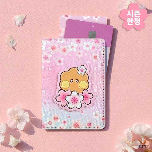 BT21 LEATHER PATCH CARD CASE CHERRY BLOSSOM - Shopping Around the World with Goodsnjoy