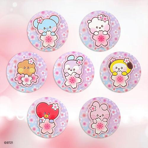 BT21 LEATHER PATCH MIRROR CHERRY BLOSSOM - Shopping Around the World with Goodsnjoy