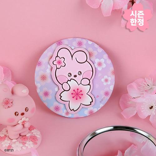 BT21 LEATHER PATCH MIRROR CHERRY BLOSSOM - Shopping Around the World with Goodsnjoy