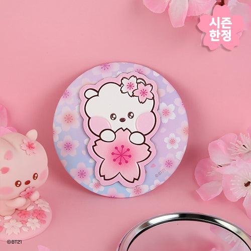 BT21 LEATHER PATCH MIRROR CHERRY BLOSSOM - Shopping Around the World with Goodsnjoy