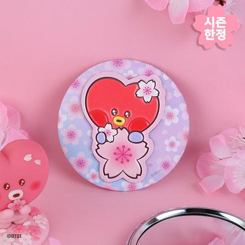 BT21 LEATHER PATCH MIRROR CHERRY BLOSSOM - Shopping Around the World with Goodsnjoy