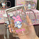 SANRIO CHARACTERS COLOR LID GLASS CUP GOLD SPOON SET 360ML - Shopping Around the World with Goodsnjoy