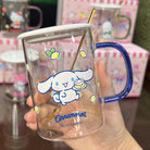 SANRIO CHARACTERS COLOR LID GLASS CUP GOLD SPOON SET 360ML - Shopping Around the World with Goodsnjoy