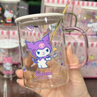 SANRIO CHARACTERS COLOR LID GLASS CUP GOLD SPOON SET 360ML - Shopping Around the World with Goodsnjoy