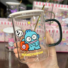 SANRIO CHARACTERS COLOR LID GLASS CUP GOLD SPOON SET 360ML - Shopping Around the World with Goodsnjoy