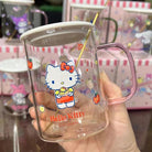 SANRIO CHARACTERS COLOR LID GLASS CUP GOLD SPOON SET 360ML - Shopping Around the World with Goodsnjoy