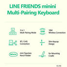 ★Authentic★LINE FRIENDS minini Wireless Keyboard/ 3in1 Multi Pairing/Multi Connection/Slim Design - Shopping Around the World with Goodsnjoy