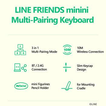 ★Authentic★LINE FRIENDS minini Wireless Keyboard/ 3in1 Multi Pairing/Multi Connection/Slim Design - Shopping Around the World with Goodsnjoy