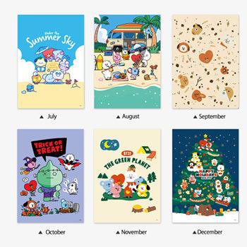 ★BT21 by BTS OFFICIAL★BT21 Wall Mounted Calendar/ 2023 New Year Calendar/ Christmas Gift - Shopping Around the World with Goodsnjoy