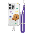 BT21 Fluffy Smart Tab Hand Strap Transparent Air Reinforcement Case (IPHONE) - Shopping Around the World with Goodsnjoy