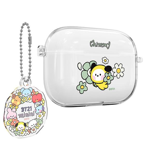 BT21 Minini Happy Flower AirPods Pro 2 Key Ring Set Transparent Slim Case - Shopping Around the World with Goodsnjoy