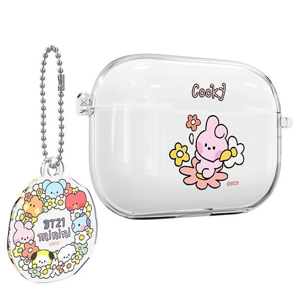 BT21 Minini Happy Flower AirPods Pro 2 Key Ring Set Transparent