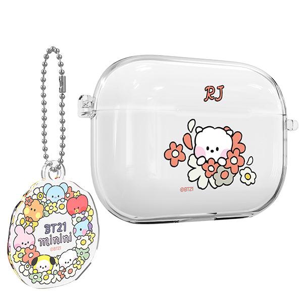 BT21 Minini Happy Flower AirPods Pro 2 Key Ring Set Transparent Slim Case - Shopping Around the World with Goodsnjoy