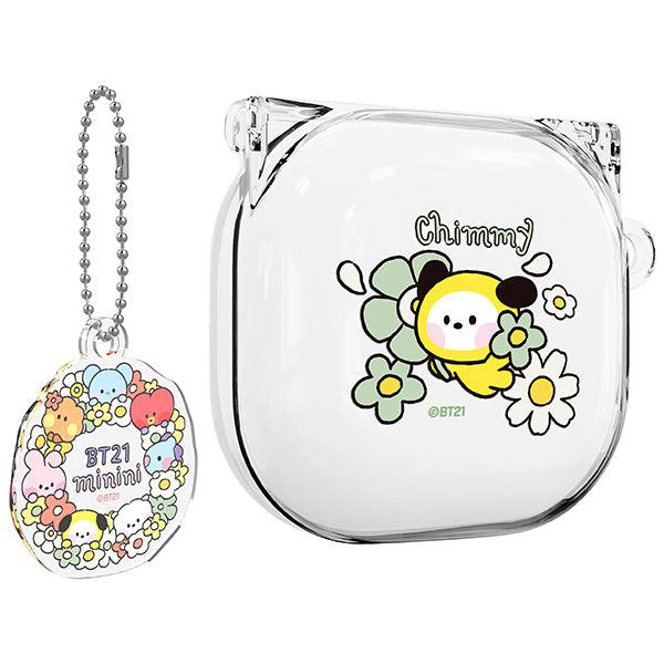 BT21 Minini Happy Flower Galaxy Buds 2 Pro Buds 2 Buds Pro Buds Live Compatible Key ring Set Transparent Slim Case - Shopping Around the World with Goodsnjoy