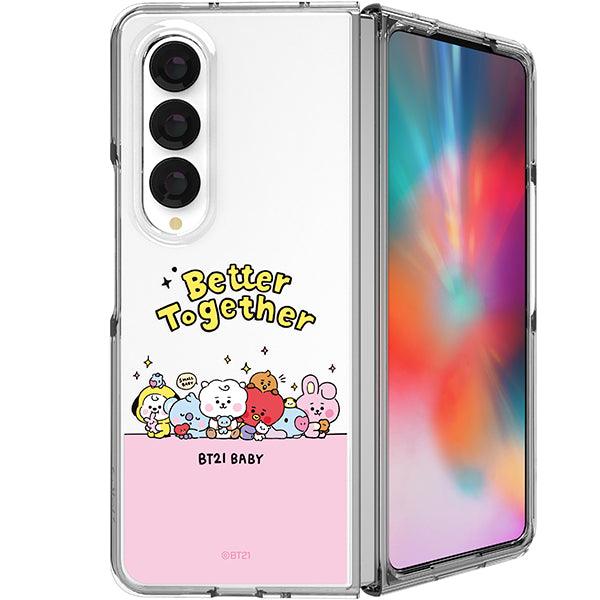 BT21 My Little Buddy Galaxy Z Fold 4 Transparent Slim Case - Shopping Around the World with Goodsnjoy