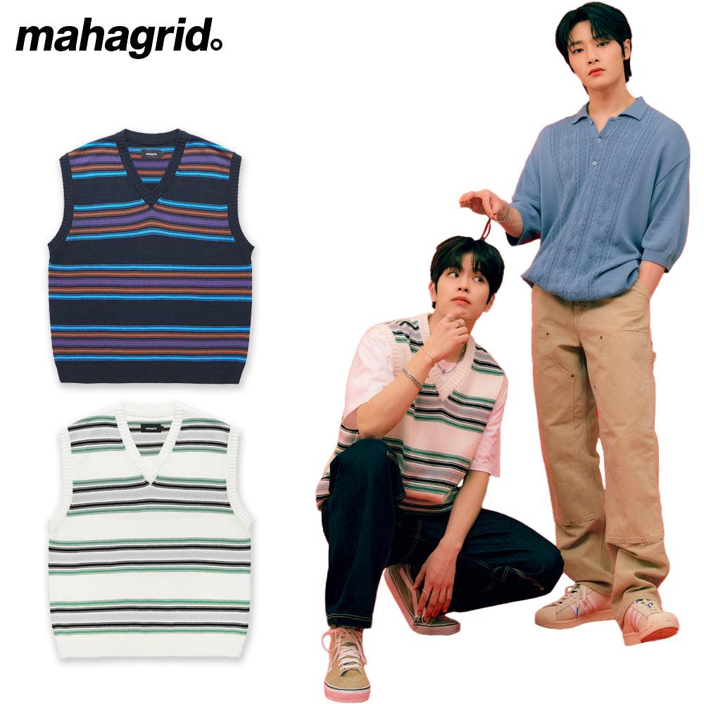 [Official Genuine Product] MAHAGRID Stray Kids Wear STRIPED KNIT VEST - Shopping Around the World with Goodsnjoy